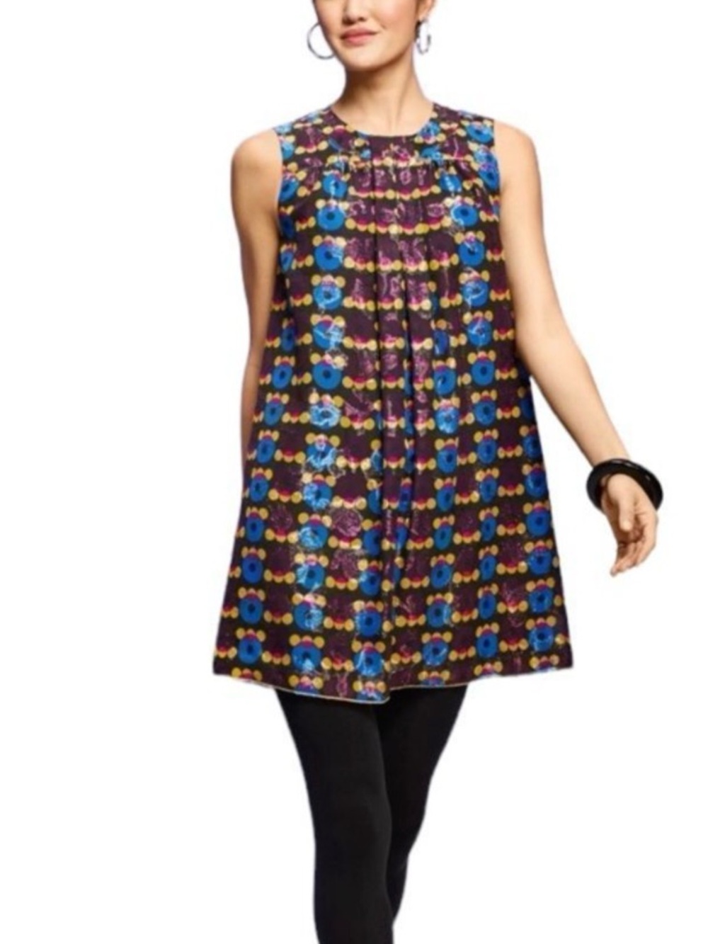 Size S Anna Sui retro 60’s mod mini party disco Dress in metallic Blue & Yellow